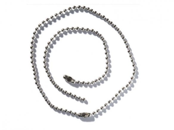 Bead chain, nickel-plated, with fastener