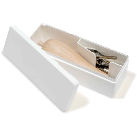 Abig Linolschnittwerkzeug Set: 5 Messer, 1 Holzheft, in Kunststoffschachtel