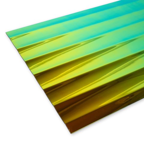 Espejo de poliestireno, de color, con ondulaciones regulares iridiscente arcoíris, 3,5 x 305 x 850 mm, s = 2 mm
