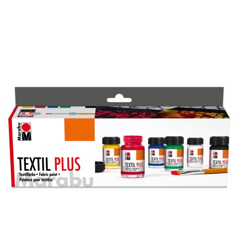 Colore  Marabu Textil Plus per tessuto Set di base, 6 x 15 ml (021/032/052/055/015/015/070/073)