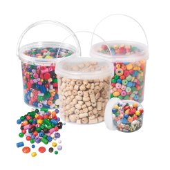 Wooden beads, mixed shapes and colours