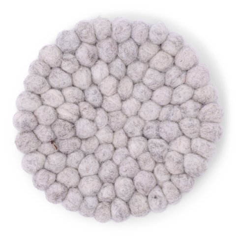 Gry & Sif, felt coaster, round, colored 2 pieces, ø 10 cm, handmade, light gray