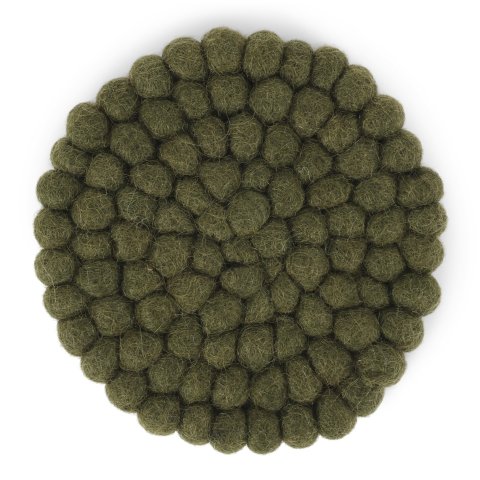 Gry & Sif, posavasos de fieltro, redondo, de colores 2 piezas, ø 10 cm, hechas a mano, verde pino