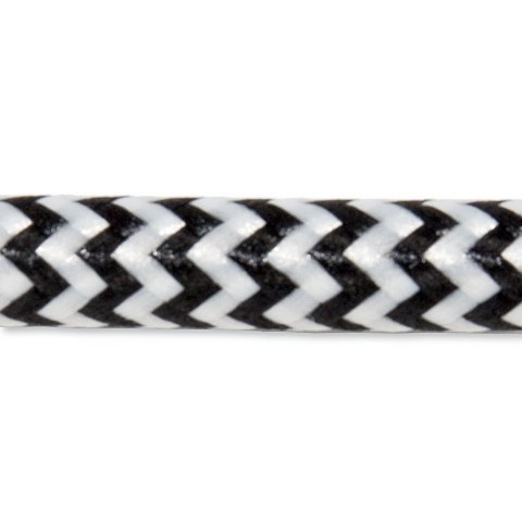 Textilkabel rund 3 x 0,75mm², d = ca. 7 mm, Zickzack weiß/schwarz