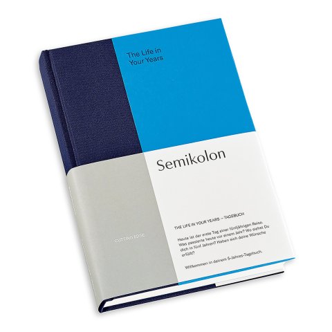 Semikolon Fünfjahrestagebuch 152 x 217 x 30 mm, 388 Seiten, marine-aqua