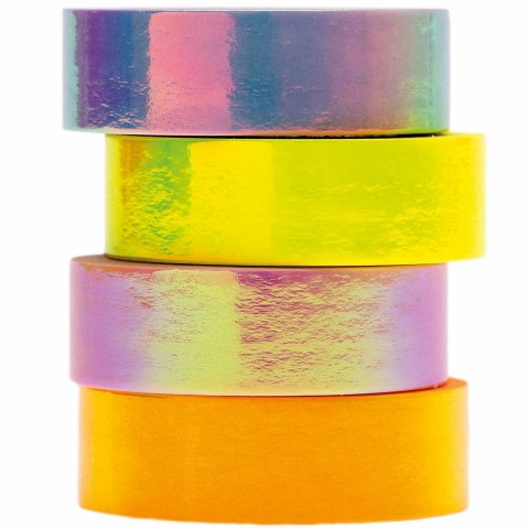 Juego de cinta adhesiva Papel Poesía b = 15 mm, l = 5 m, 4 piezas, pastel iridiscente