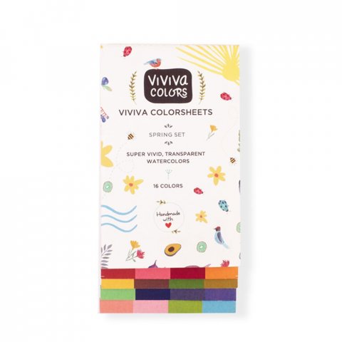 Viviva Aquarellfarbe Colorsheets, Set 16 Farben im Mini-Buch, Frühling