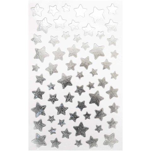 Sticker Paper Poetry Sterne fünfzackig, 3 Größen, silber, 248 Stück (70.42)