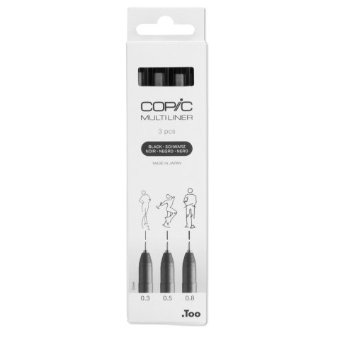 Copic Multiliner, 3er-Set 0,3/0,5/0,8 mm, schwarz