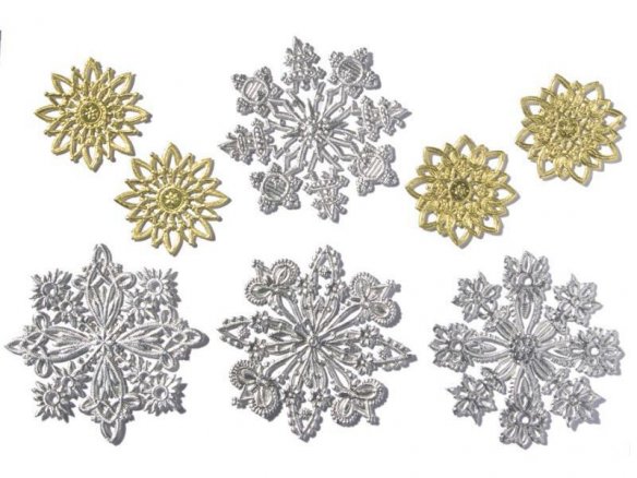 Stamped cardboard pieces, embossed, rosettes