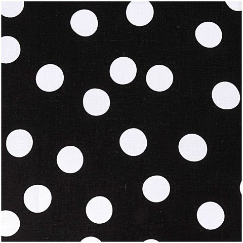 Stoffabschnitt, gemustert 50 x 140 cm, 145 g/m², 100% Bw, schw./weiß Punkte