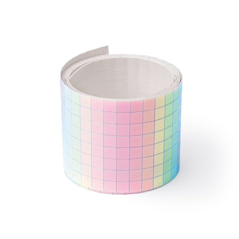 Mirror stones on self-adhesive film, rolled 2 rolls, 40 mm x 1 m, iridescent PET beads, 5 x 5 mm.
