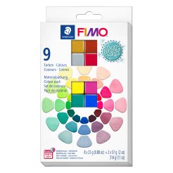 Pasta de modelar FIMO Efecto 8013 314 g,(8x25g + 2x57g) endurecimiento al horno, 9 colores,Perlas