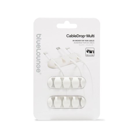 Bluelounge CableDrop Multi set of 2, for 4 cables each, 64 x 20 x 10 mm, whit