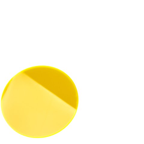Vetro acrilico GS cerchio trasparente fluorescente Ø 80 mm, s = 3 mm, taglio laser, giallo