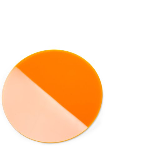 Vetro acrilico GS cerchio trasparente fluorescente Ø 100 mm, s = 3 mm, taglio laser, arancione