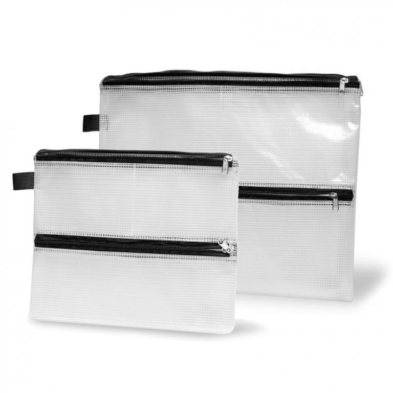 Borsa con zip trasparente con 4 scomparti