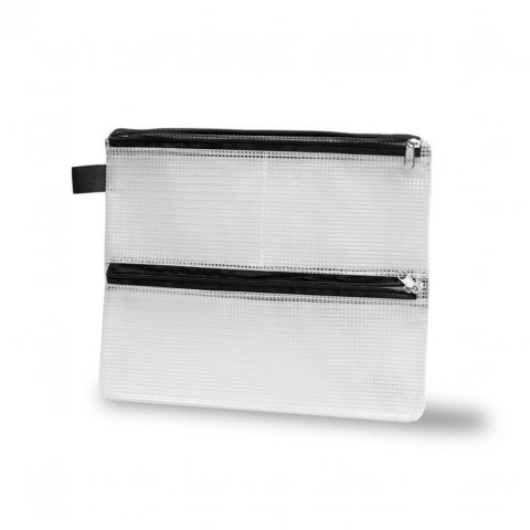 Zipper bag transparent with 4 compartments 190 x 235 mm, for DIN A5, black, EVA (PVC-free)