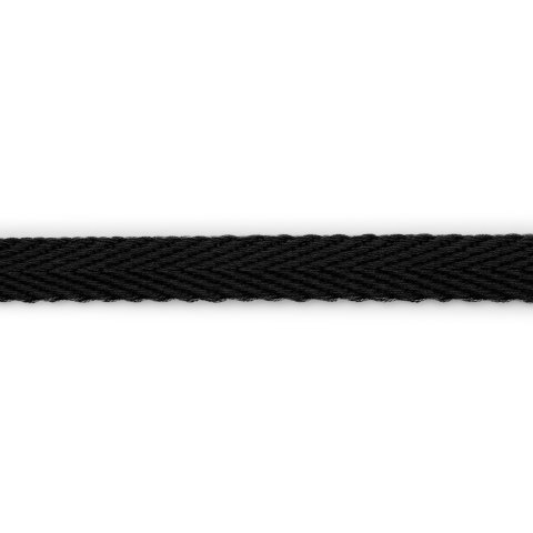 Cordone piatto intrecciato, cotone b = 15 mm, nero (000)