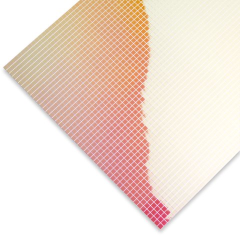 Polystyrol Spiegel selbstklebend, Quadrate 5 mm irisierend pink/gelb 1,2 x 245 x 490 mm