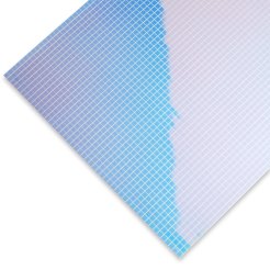 Polystyrene mirror, self-adhesive, 5 mm squares iridescent light blue/pink 1.2 x 245 x 490 mm