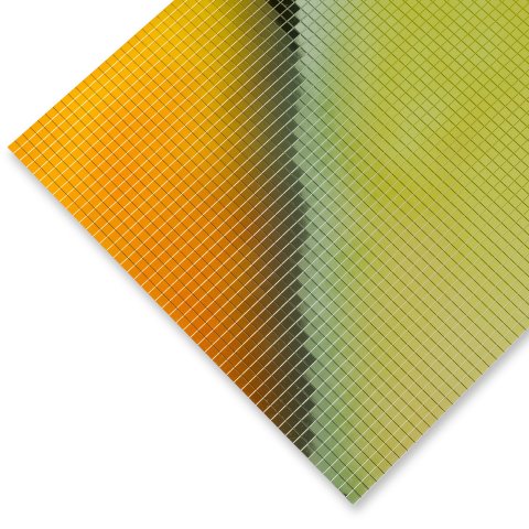 Polystyrol Spiegel selbstklebend, Quadrate 5 mm irisierend rainbow 1,2 x 245 x 490 mm