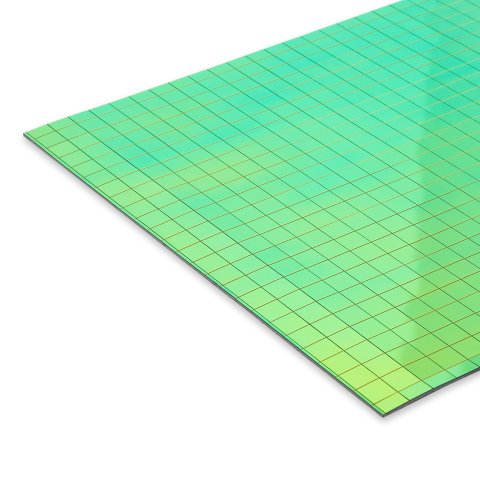 Poliestireno espejado adhesivo, cuadrados 10 mm iridiscente arcoíris, 1,2 x 245 x 490 mm