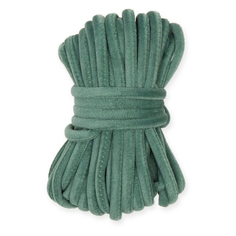 Decorative velvet tube sewn, filled ø 7 mm, ball of thread l=8 m, grey-green (128), PES, washable.