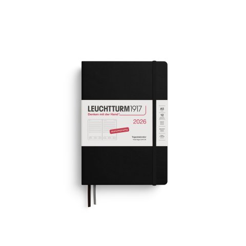 Leuchtturm daily calendar, 12 months 2026, A5, medium, hardcover, black (847)