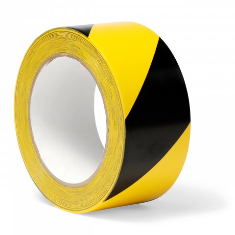 Cinta de marcar Cinta de advertencia autoadhesiva, PVC b = 50 mm, l = 33 m, rayado diagonalmente, negro/amarillo