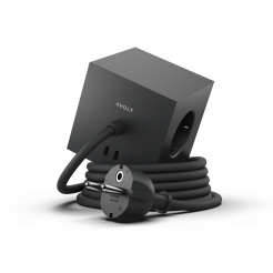 Avolt Square 1 Multiple Socket USB-C & Magnet, 2 x USB-C 5V 30 W, 3 x 230 V, cable 1.8 m, black