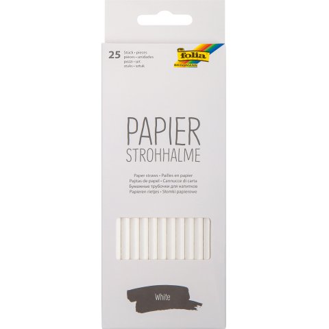 Paper Straws White, 197 x 6 mm, 25 pieces