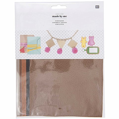 Faux leather set A5, 148 x 210 mm, 5 sheets, natural