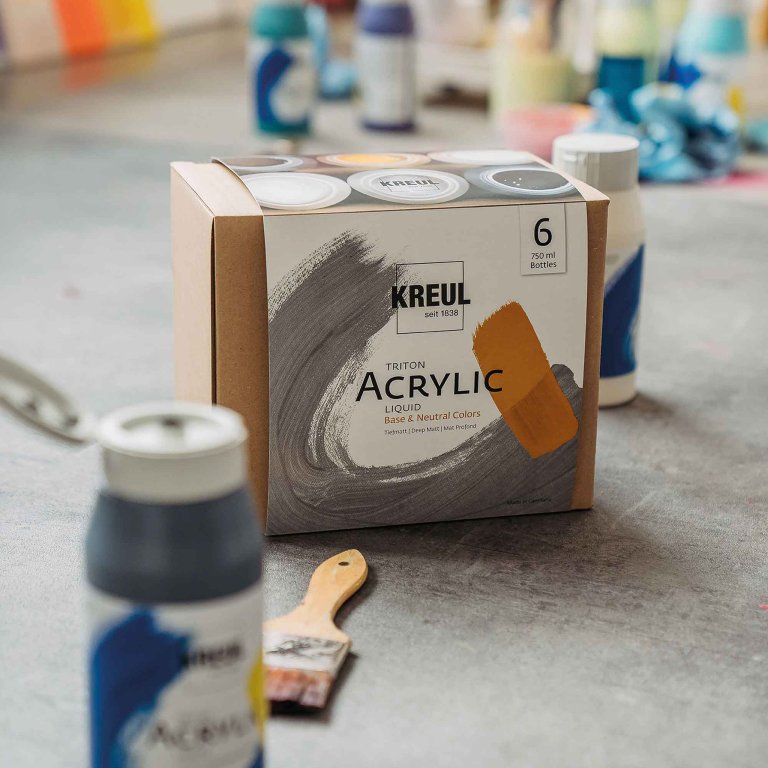 Kreul 17402-Inchiostro Acrilico Triton, Arancione Vero, 50 ml in Vetro con pipetta per dosare e mescolare, Alta intensità di Colore, Essiccazione Opaca Come la Seta, per Tela e Carta, Real Orange