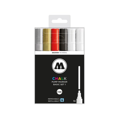 Molotow Chalk Marker 4 mm, Set of 6 Basic 1, (472)