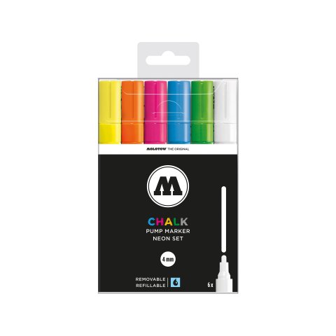 Molotow Chalk Marker 4 mm, Set of 6 Neon, (473)