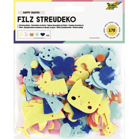 Filz Streudeko 170 Stück, fabig gemischt, Dekoration/Happy
