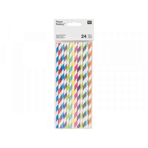 Paper Poetry paper straw multicolor mix, 195 x 6 mm, 24 pieces