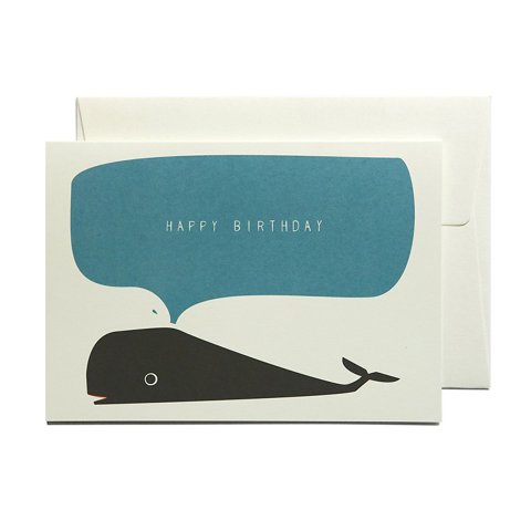 Biglietto Pleased to meet DIN A6, cartoncino piegato con busta, Buon compleanno balena