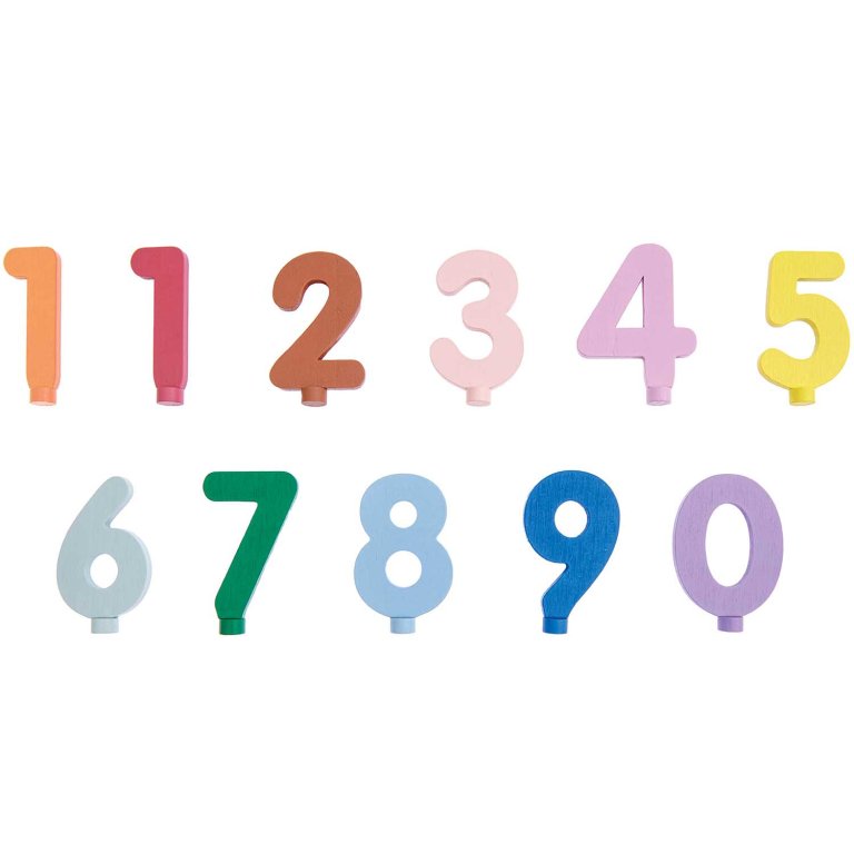 Number set for candle ring, made of pine wood