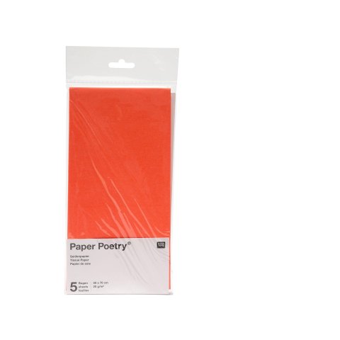 Paper Poetry Neon wrapping tissue 20 g/m², 500 x 700 mm, 5 pieces, neon red