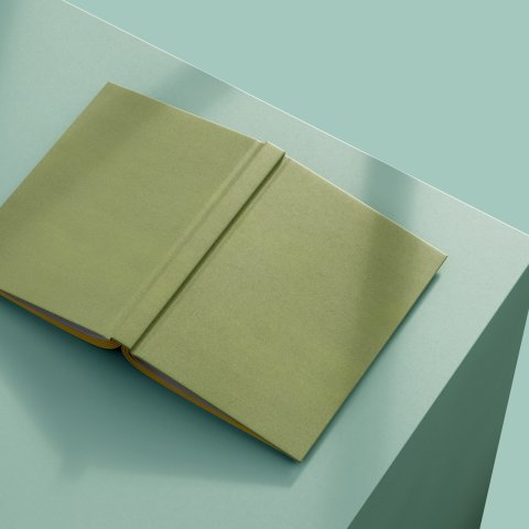 DIY set, book binding, hardcover notebook A5, incl. material + tool + instruction, olive