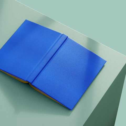 DIY set, book binding, hardcover notebook A5, incl. material + tool + instruction, blue