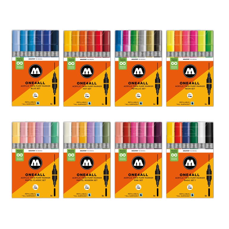 Marcador de pintura Molotow One4all acrílico Twin, set de 6