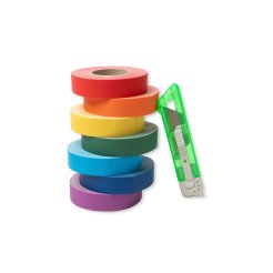 Modulor Gewebeband ''Gaffa'', Rainbow-Set, 7 Rollen/Farben, 19 mm x 12,5 m, Cutter, matt