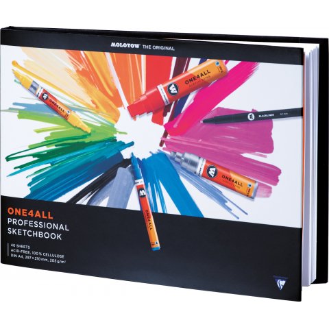 Molotow One4all Professional Sketchbook 210 x 297 mm DIN A4 quer, 205 g/m², 40 Blatt