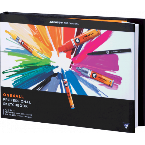 Molotow One4all Professional Sketchbook 148 x 210 mm DIN A5 quer, 205 g/m², 40 Blatt