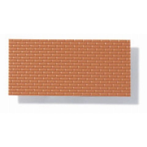 Textured polystyrene sheet, through-stamped, small 175 x 300 mm, brickwork, brick red, app. 1:100
