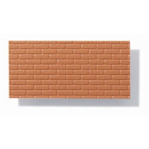 Textured polystyrene sheet, through-stamped, small 175 x 300 mm, brickwork, brick red, app. 1:50
