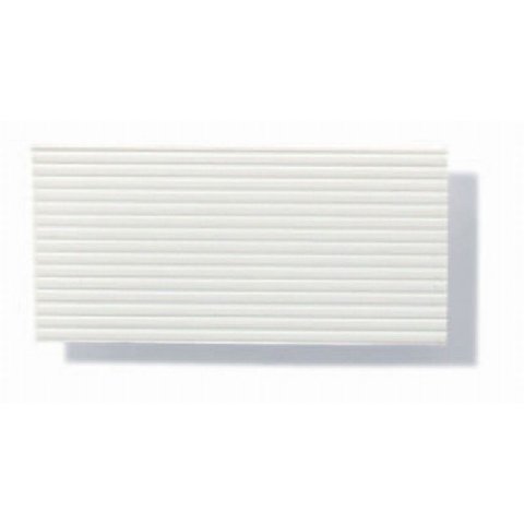 Textured polystyrene sheet, through-stamped, small 175 x 300 mm, corrugated sheets, white, th=1.3 mm